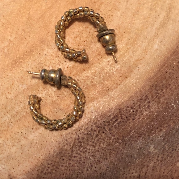 Vintage Small Pierced Gold Hoops - Picture 7 of 7